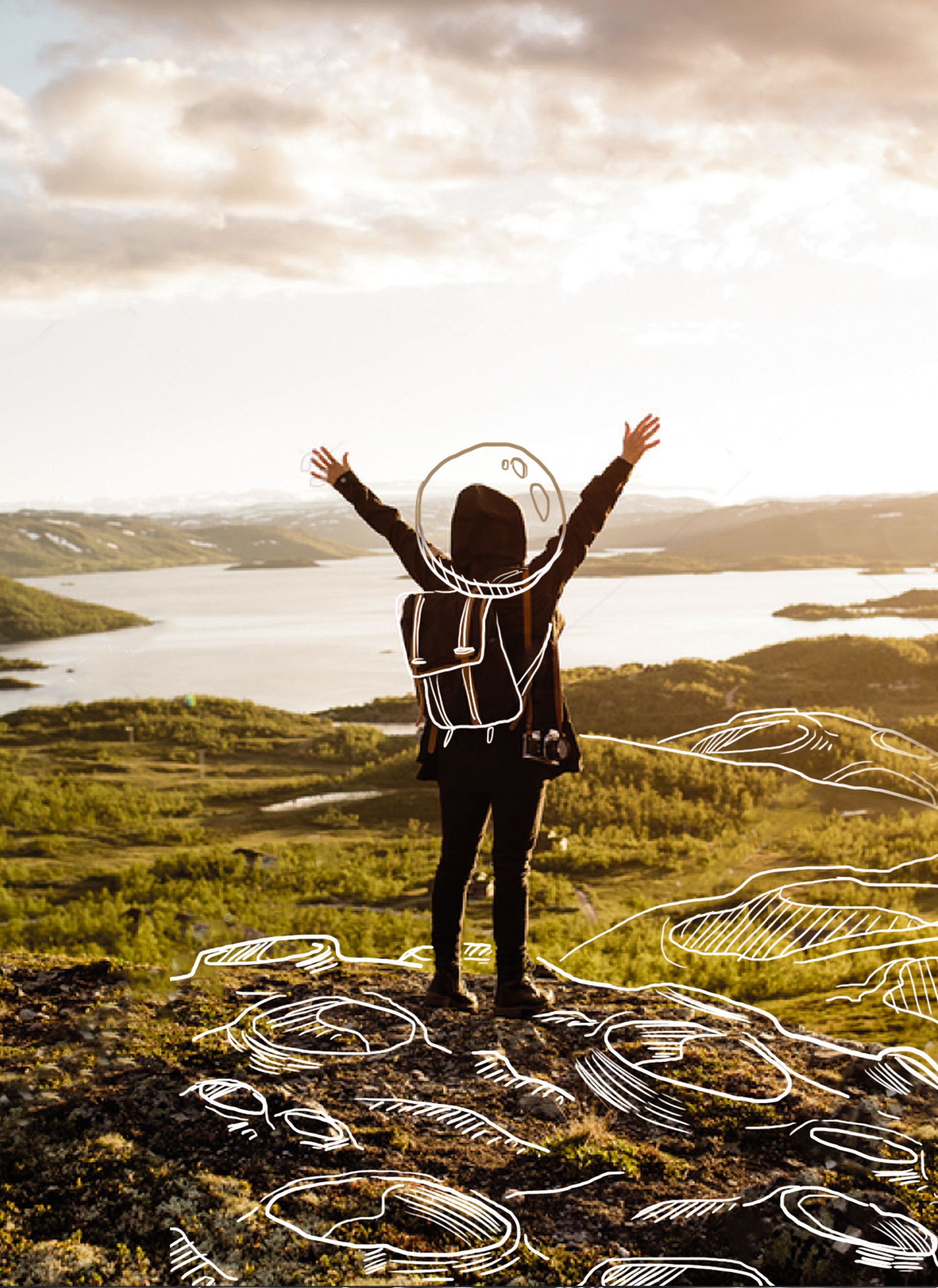 Иллюстрация девочка на луне